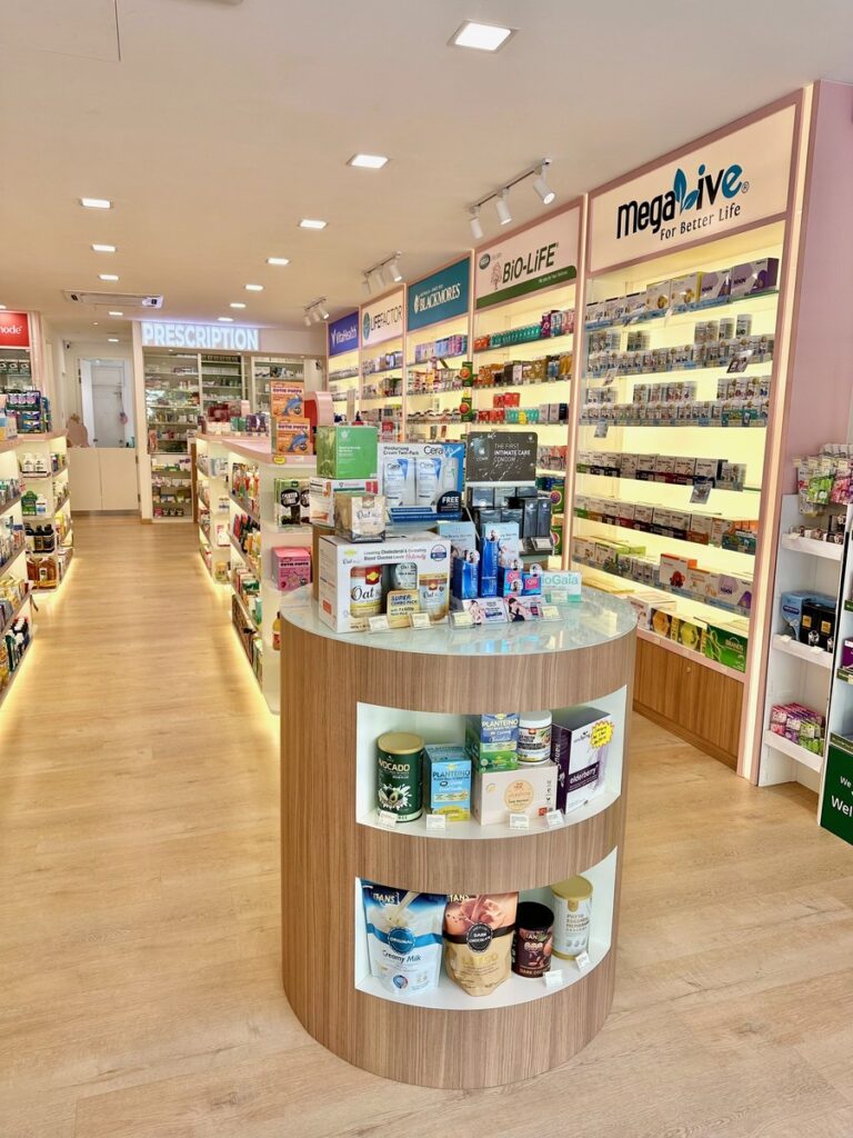 Featured products at Essen Pharmacy Taman Pelangi, Johor Bahru.